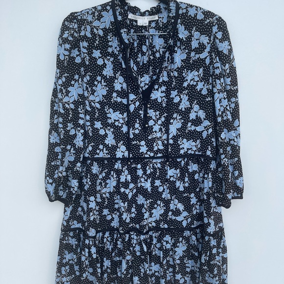 Veronica Beard RARE Hawken Floral Tiered Stretch Silk Dress - Picture 2 of 4
